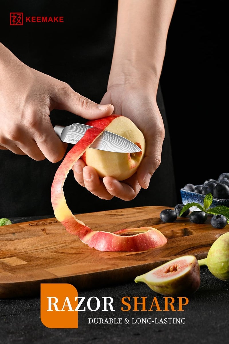 KEEMAKE 3.5 Inch Paring Knife - Ultra Sharp Fruit Knife High Carbon Stainless Steel Small Kitchen Knives for Peeling Slicing with Ergonomic Handle with Elegant Gift Box - Image 3